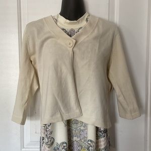 Cable & Gauge bolero cream silk blend 3/4 sleeves sweater